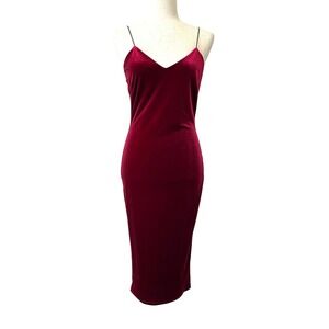 Windsor Burgundy Velvet Midi Dress M Whimsigoth Bodycon 90s Style Dark Romantic